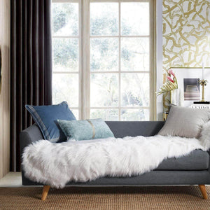 Faux Sheepskin Fur Chair Couch Cover, White Area Rug