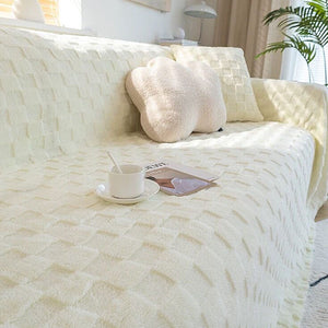 Shaggy Sofa Covers Sectional Couch Cover Blanket , Checkerboard Sofa Slipcovers for Pets Dogs Cats