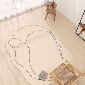 Minimalist Black And Beige Line Irregular Rugs,Soft Home Decor Floor Rugs