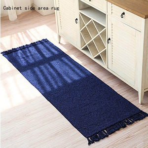 Woven Cotton Area Rug , Floor Mat , Shabby Rag Throw Rug