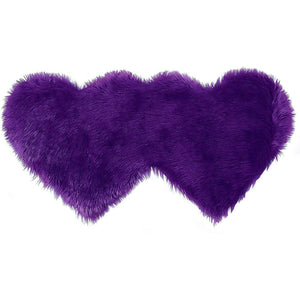 Double Heart Shaped Faux Sheepskin Fur Area Rug